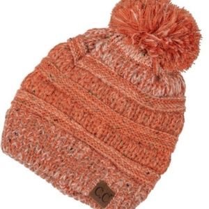 SOLD Orange Confetti Pom Beanie